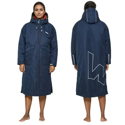 Image of WAVE Oversized Waterproof Fleece Lined 3 in 1 Changing Robe Quick Dry Wetsuit Coat Unisex (UK, Alpha, M, Regular, Navy)