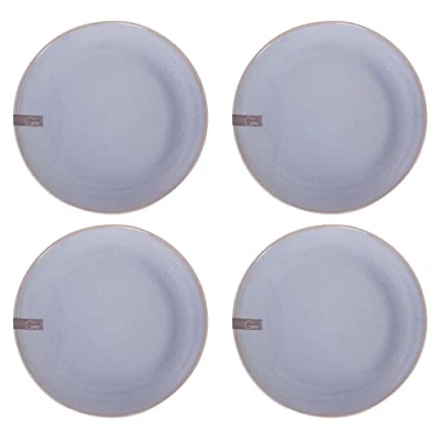 Image of YöL Set of 4 Dinner Plates Reactive Glaze Stoneware Blue Green Grey Dinnerware Home Kitchen Boho Food
