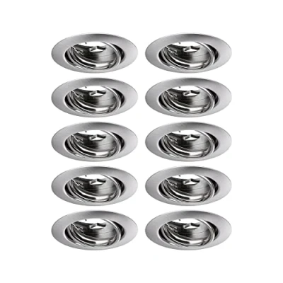 Image of Paulmann 93399 LED recessed light base round swivel max. 10x10W spotlight brushed iron lamp metal ceiling spot GU10 without bulb [energy class A++]