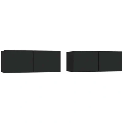 Image of vidaXL TV Cabinets 2 pcs Black 80x30x30 cm Engineered Wood