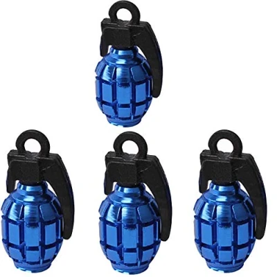 Image of 4pcs/lot Tire Valve Caps Hand grenade Style for Car Motorcyle Bicycle Aluminum Alloy Tyre Air (Blue)