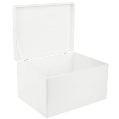 Image of Creative Deco XXL Large White Wooden Storage Box Chest 40 x 30 24 cm (+/ 1 cm) with Hinged Lid Gift for Christmas Xmas Wood Keepsake Memory Craft