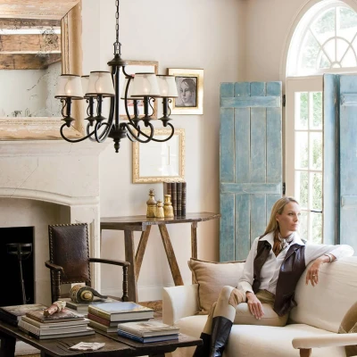 Image of Plymouth 6 Light Multi Arm Chandelier Olde Bronze Finish, E14