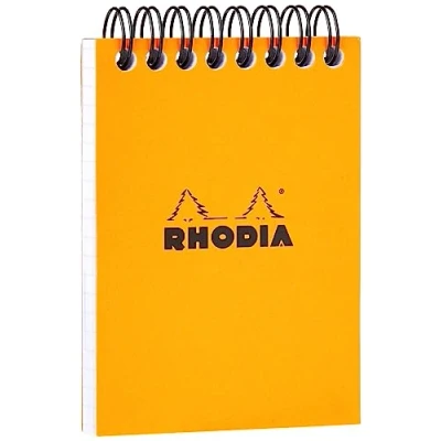 Image of RHODIA 11500C Spiral Notebook (Full Bound) Orange A7 Small Squares 80 Detachable Sheets, 80G Clairefontaine Paper Classic Soft Coated Card Cover