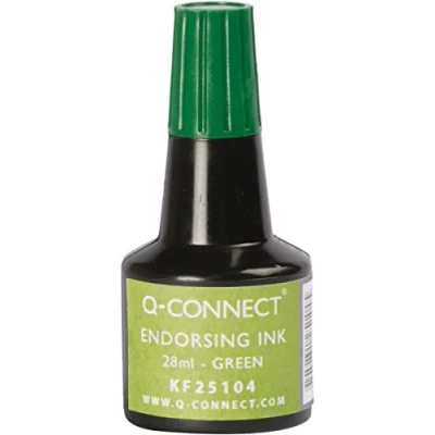 Image of Q Connect Endorsing Ink 28ml Green (Pack of 10)
