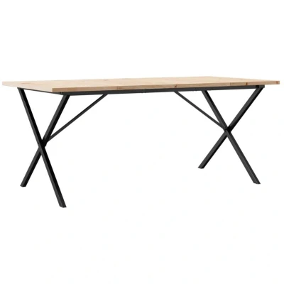 Image of vidaXL Dining Table X Frame 180x90x75.5 cm Solid Wood Pine and Steel