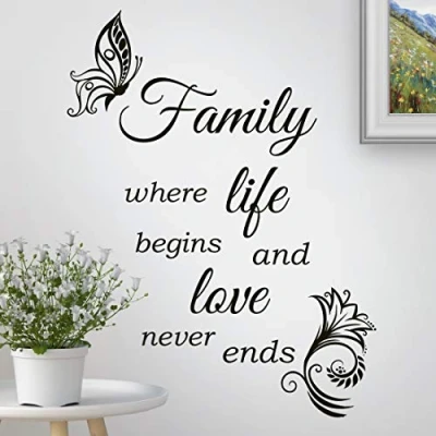 Image of Family Quote Wall Sticker Art Stickers Quotes Tree Vinyl Bedroom Living Room Decal Decor Kitchen Home Love Word Hallway Walls Mural Removable Decals Inspirational transfers Picture Decoration