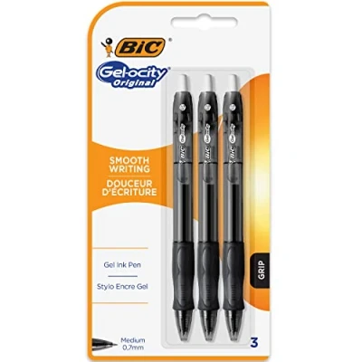 Image of Bic Gel ocity ST Original Ink Rollerball Pens Medium 0.7mm Nib Tip Blister Pack of 3 Black