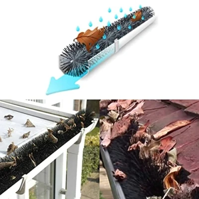 Image of ADEPTNA 4m Gutter Guard Brush Drain Downpipe Leave Filter Cleaner Tool guttering Outdoor Simple to fit Prevent Drains and Gutters from Getting Clogged Blocked
