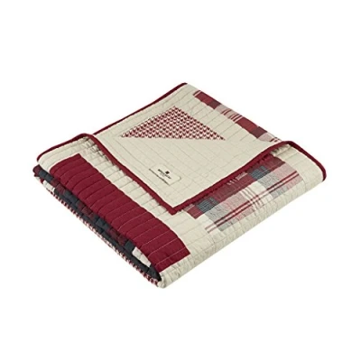 Image of Woolrich Luxury Quilted Throw Cabin Lifestyle, Patchwork with Moose Design All Season, Lightweight and Breathable Cozy Bedding Layer Throws for Couch Sofa, 50&quot; W x 70&quot; L, Huntington Red