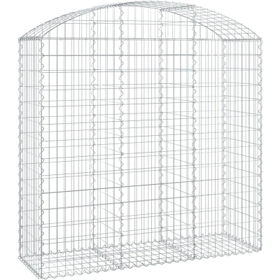 Image of vidaXL Arched Gabion Basket of 150x50x140/160 cm Galvanised Iron Material, Versatile for Indoor and Outdoor Use, Sound Insulating Garden Barrier Silver