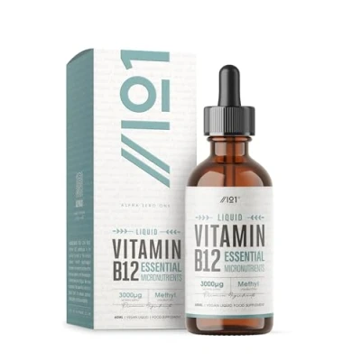 Image of Vitamin B12 Liquid Drops 3000mcg 60ml (2 Months Supply) High Strength Methylcobalamin Supplement Vegan &amp; Vegetarian Friendly by Alpha01