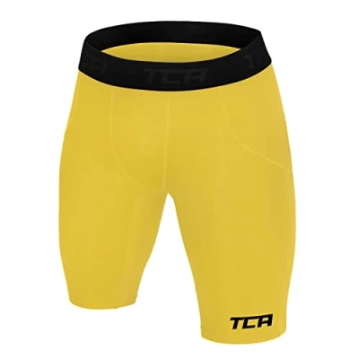 Image of TCA Boys&#039; SuperThermal Compression Base Layer Thermal Under Shorts Sonic Yellow, 12 14 Years