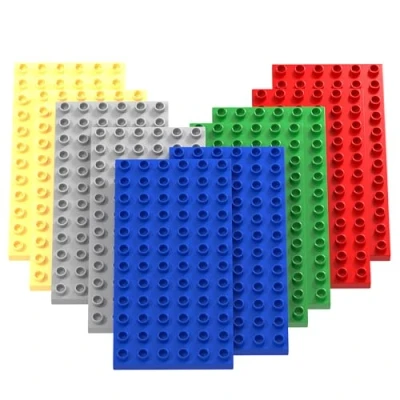 Image of Guihumz Set of 10 Large Building Plates Compatible with All Major Brands Base Plate 19 x 9.5 cm 2*Red+2*Green+2*Blue+2*Grey+2*Sand
