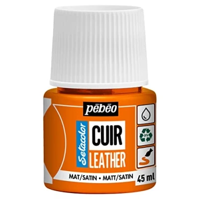 Image of PEBEO Setacolor Leather Acrylic Paint for and Leatherette Customization Bag, Shoe, Sneaker Resistance to scratches, folds, rubbing Matt/Satin finish Orange 45 ml
