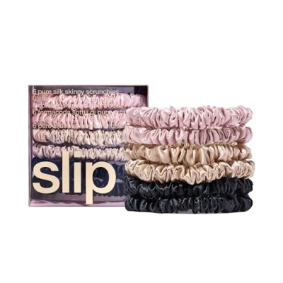 Image of SLIP Silk Skinnie Scrunchies in Black, Pink, and Caramel 100% Pure 22 Momme Mulberry for Women
