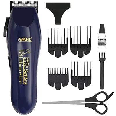 Image of Wahl Dog Clippers, Pro Series Lithium Grooming Kit, For Wiry, Smooth, Long, Silky and Short coats, Low Noise Cordless Pet Pets At Home, Ergonomic Light
