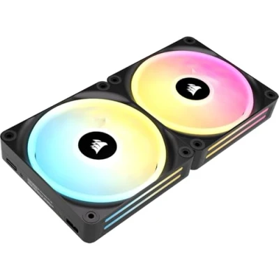Image of Corsair iCUE LINK QX140 RGB 140mm Magnetic Dome Fans Double Fan Starter Kit with System Hub Black