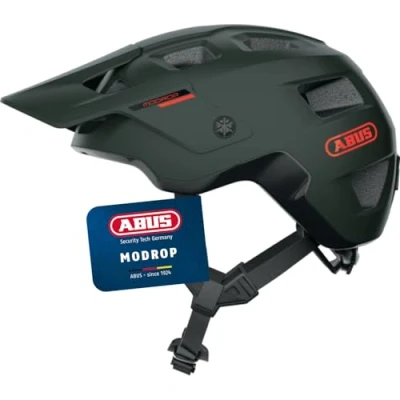 Image of ABUS MTB helmet MoDrop robust bike with good ventilation for mountain bikers individual fit unisex green, size M