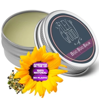 Image of the Ilex Wood Vegan Herbal Healing Salve Boo Balm For skin irritation, scrapes, bites and stings, palm oil free, cruelty plastic handcrafted in UK 100ml