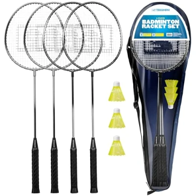 Image of Triumph Sports 4 Player Badminton Set with Rackets, 3 Shuttlecocks and 1 Carry Case, Black (35 7119 2)