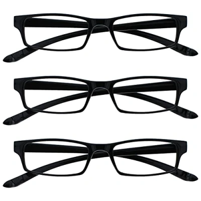 Image of OPULIZE The Reading Glasses Company Black Neck Specs Readers Value 3 Pack Mens Womens Spring Hinges RRR20 1 +3.00