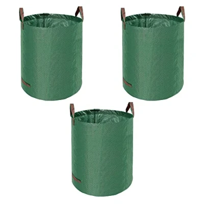 Image of KAV Heavy Duty Garden Waste Bags Large Bag with Handles Waterproof Rubbish Refuse Sacks Pack of 3 (Green 500L)