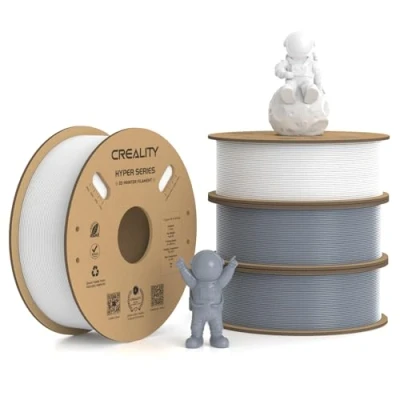 Image of Creality Hyper PLA Filament 1.75mm, 30 600mm/s High Speed 3D Printer Filament, Dimensional Accuracy +/ 0.02mm, Fit Most FDM Printers, 4 Pack 1kg Spool(2.2lbs), White &amp; Grey