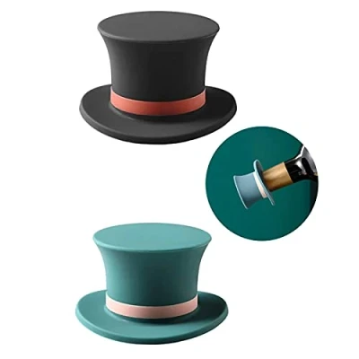 Image of Silicone Bottle Stopper Reusable Cap Wine Champagne Corks Sealing Plug for Wine, Sparkling Beer, Carbonated Drinks 2 Pieces