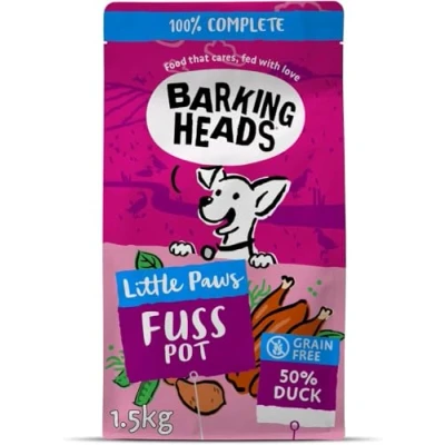 Image of Barking Heads Complete Dry Dog Food 1.5kg Adult Little Paws (Small Breed) Fuss Pot Duck Natural Grain Free Hypoallergenic for Fussy Eaters &amp; Sensitive Stomachs Vet Approved
