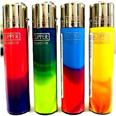 Image of Clipper 4 x Mini Micro Small Marble STYLE Genuine Lighter Flint Gas Refillable Solid Colours ( Design )
