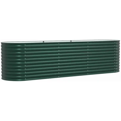 Image of vidaXL Garden Raised Bed, Green Oval Steel Planter Box, 320x80x81 cm, Outdoor Use, Weather Resistant