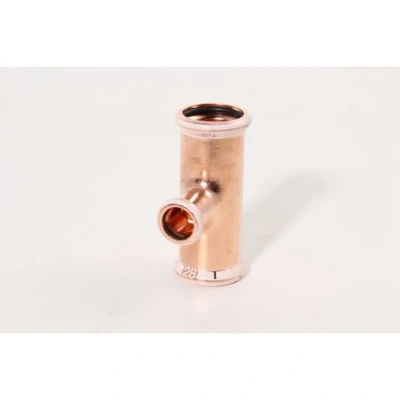 Image of Geberit Mapress Copper Press Fit T Piece Reduced (Water) 28 x 15mm 61259
