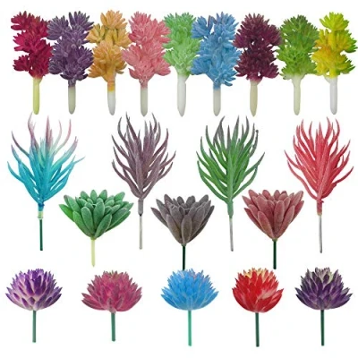 Image of Cayway 21 PCS Artificial Succulent Plants, Unpotted Fake Flowers Plant Mixed Faux Succulents for Birthday Home Decor Indoor Wall Garden DIY