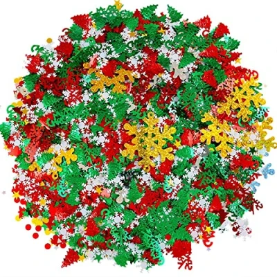 Image of KIPETTO 7500Pcs Christmas Confetti Snowflakes Reindeer Tree Mixed Xmas Table Party Decorations