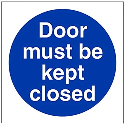 Image of V Safety Door Must Be Kept Closed Sign 100mm x 1mm Rigid Plastic