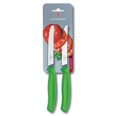 Image of Victorinox Tomato / Sausage Knife Swiss Classic Green 11 cm 2 Pieces