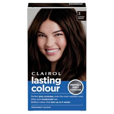 Image of Clairol Lasting Colour Permanent Hair Dye Perfect Grey Coverage Shiny and Moisturised 135 ml 3 Darkest Brown
