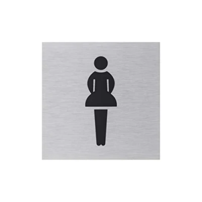 Image of Metafranc 507150 Adhesive Sign Symbol: Ladies 80 x mm Aluminium in Modern Stainless Steel Look Self Back/Signage/Information Sign/Trade Marking /