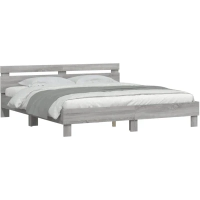 Image of vidaXL Bed Frame with LED without Mattress Grey Sonoma 180x200 cm Super King