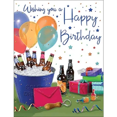 Image of Piccadilly Greetings Regal Publishing Birthday Card Male 8 x 6 inches, greyblue