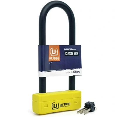 Image of Urban UR85250 High Security U Lock Motorcycle, SRA Approved, ø18mm/0.7in Hardened Steel Shackle, Double Locking, Visibility Housing, 85x300mm/3.34x9.84in Anti Theft for Moto Scooter
