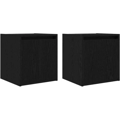 Image of vidaXL Wall Mounted Bedside Cabinets 2 pcs Black 38x34x40 cm