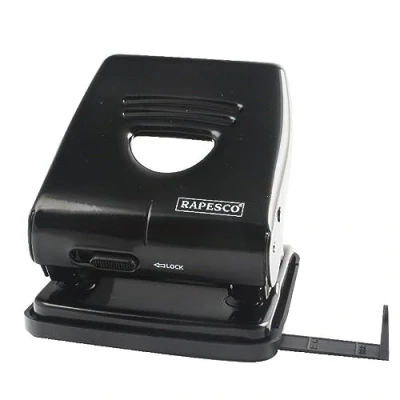 Image of Rapesco PF88A0B1 Retro Heavy Duty 2 Hole Punch, 35 Sheet Capacity, Black
