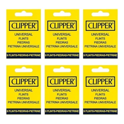 Image of 54 x Clipper Universal Lighter Flints Reusable Flint Refill (6 Packs of 9 Flints)