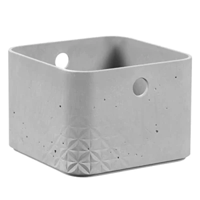 Image of CURVER Unique Premium Finish Concrete Look Storage Bin 3L Easily Stackable for Office Living Room Bathroom 17 x 11.7 cm Grey