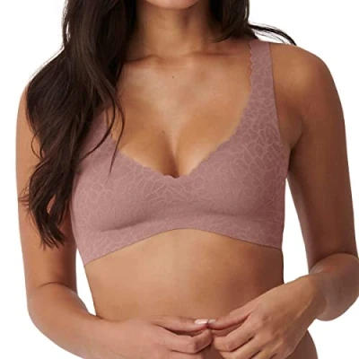 Image of Sloggi Women&#039;s Zero Feel Lace 2.0 Bralette Bustier, Cacao, L