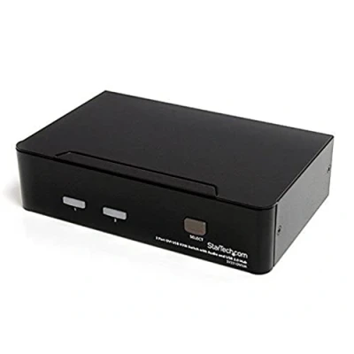 Image of StarTech.com 2 Port DVI KVM Switch USB Dual Link Hot key &amp; Audio Support 1920x1200 Video (SV231DVIUA), Black