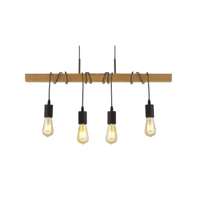 Image of Woody 4 Light Pendant, Black And Ash Wood