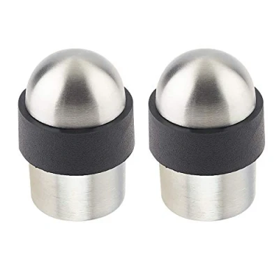 Image of Door Stop Floor Mounted Concealed Fixing Dome Top Satin Stainless Steel 30mm Diameter Pack of 2